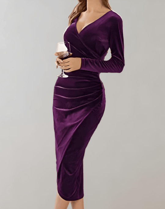 Kvinders Midi Kjole Bodycon Velour 4