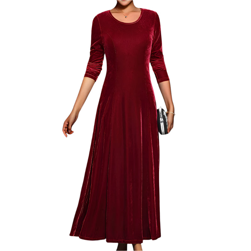 Kvinders Midi Kjole Langærmet Elegant Polyester 0