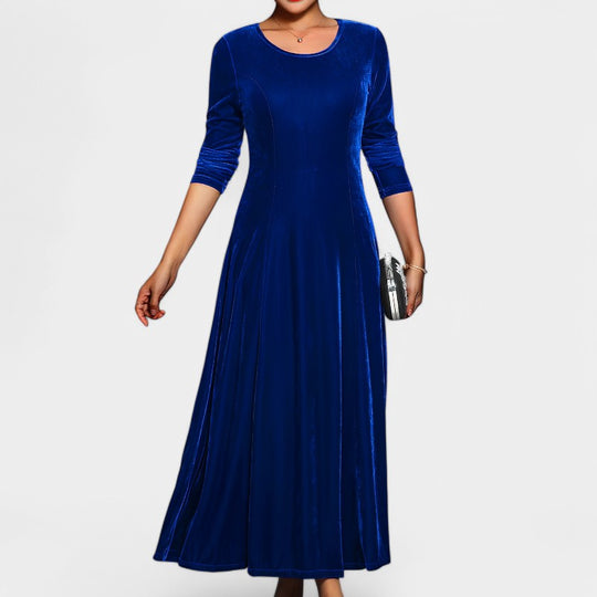 Kvinders Midi Kjole Langærmet Elegant Polyester 1