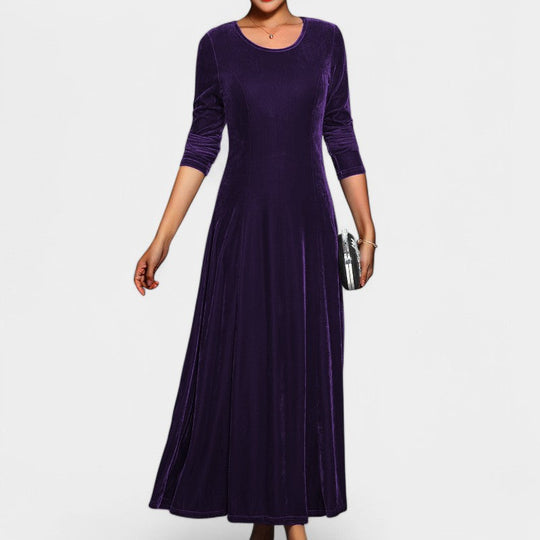 Kvinders Midi Kjole Langærmet Elegant Polyester 2