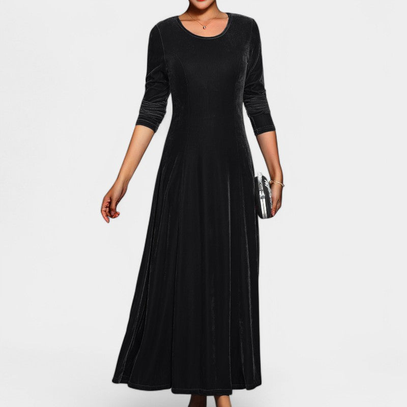 Kvinders Midi Kjole Langærmet Elegant Polyester 3