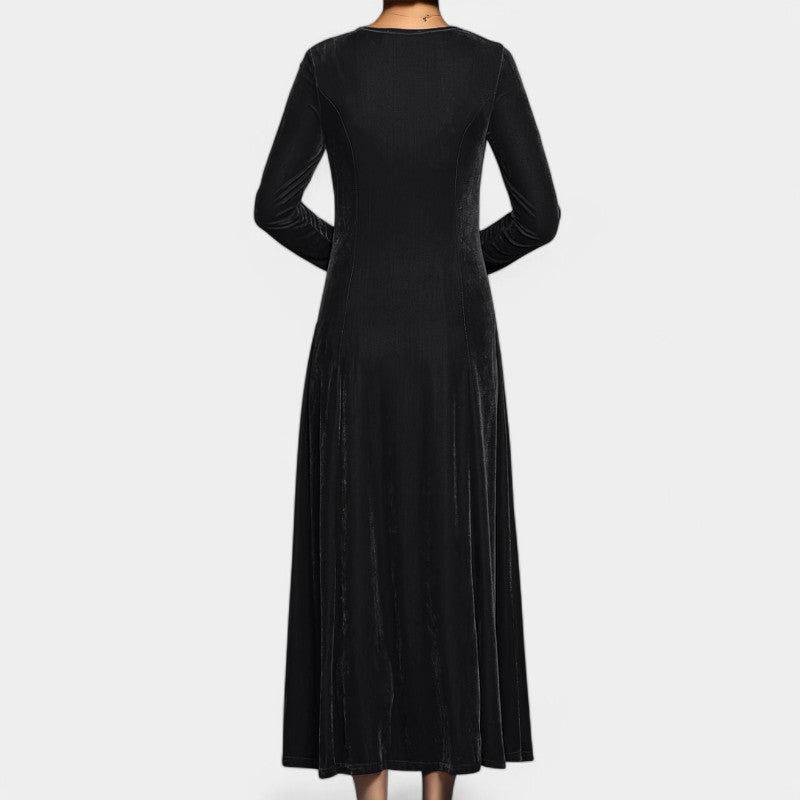 Kvinders Midi Kjole Langærmet Elegant Polyester 4