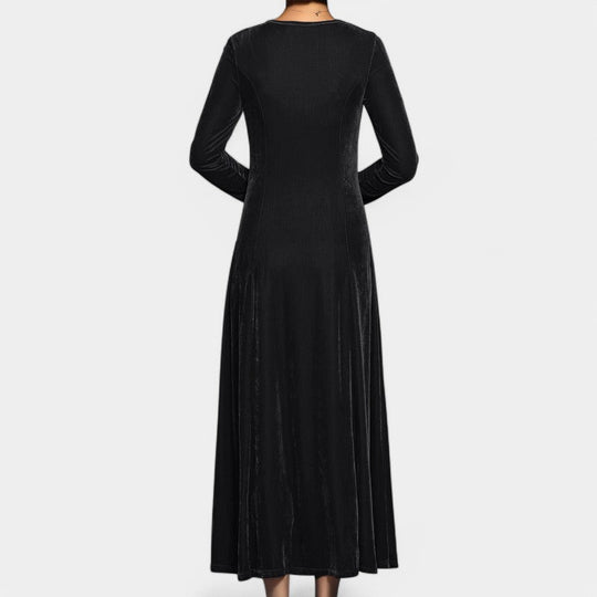Kvinders Midi Kjole Langærmet Elegant Polyester 4