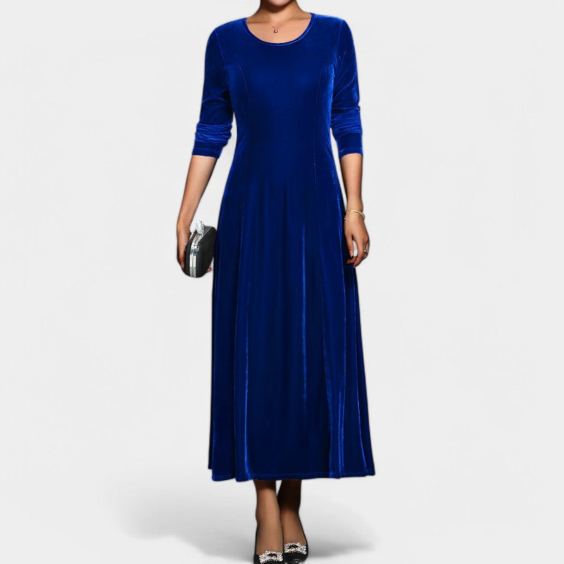 Kvinders Midi Kjole Langærmet Elegant Polyester 5