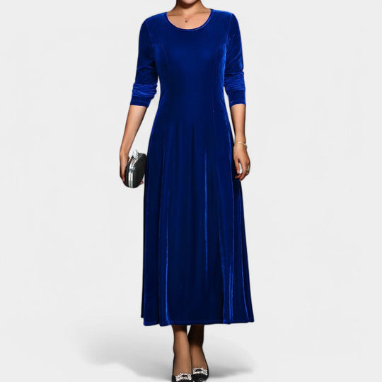 Kvinders Midi Kjole Langærmet Elegant Polyester 5