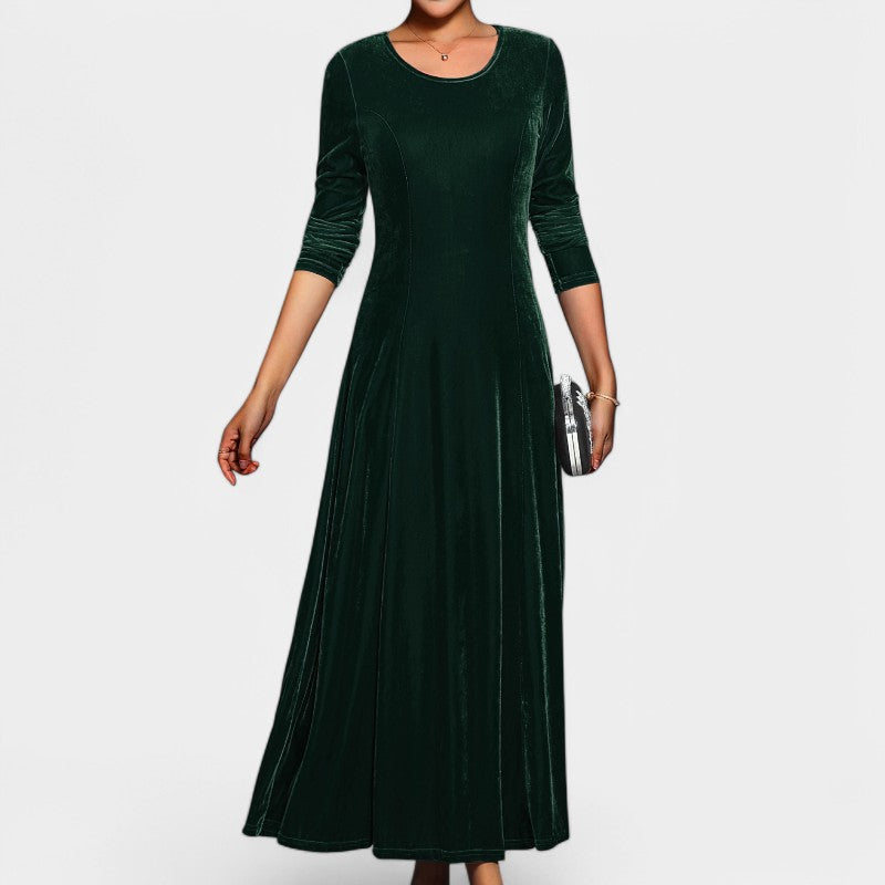 Kvinders Midi Kjole Langærmet Elegant Polyester 6