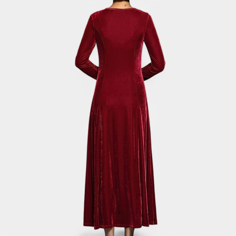 Kvinders Midi Kjole Langærmet Elegant Polyester 8