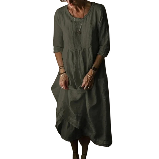 Kvinders Midi Kjole med Albuelange Ærmer 0