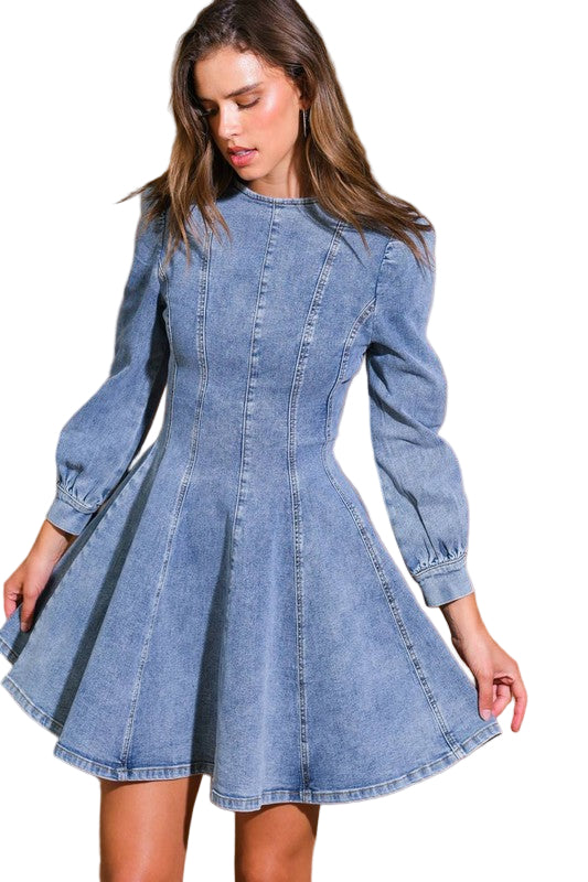 Kvinders Mini Kjole Denim Skater Stil 0