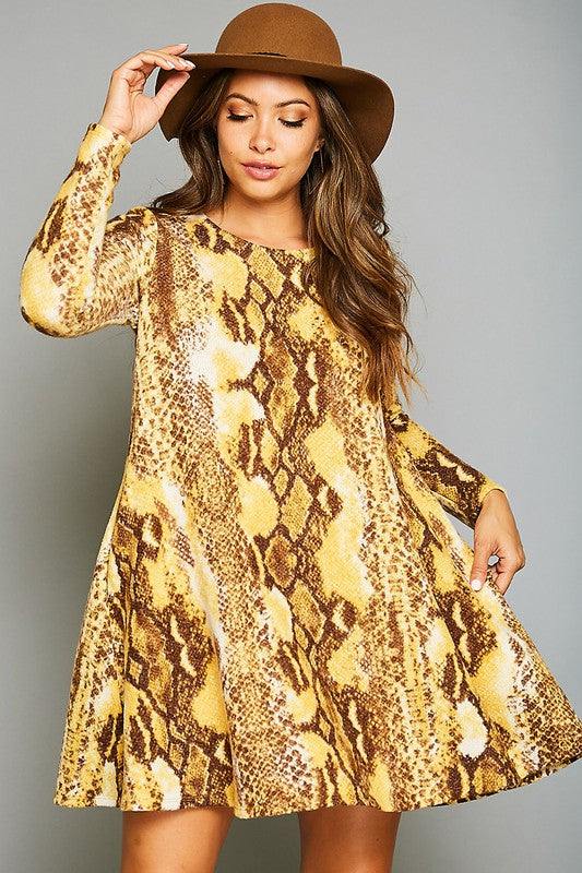 Kvinders Mini Kjole Dyreprint Blødt Stof med Lommer 4