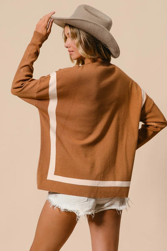 Kvinders Mock Neck Sweater med Leopard Lomme Rayon Nylon 3