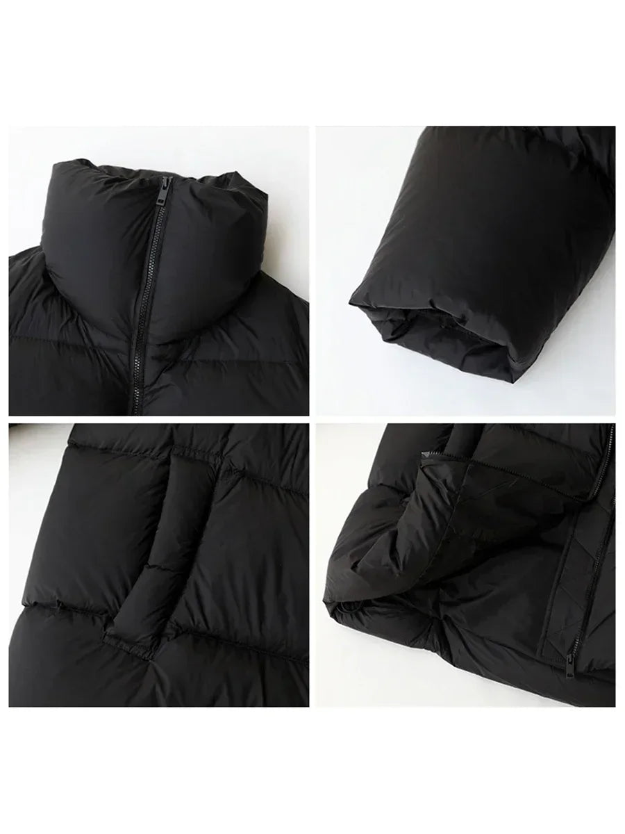 Kvinders Nedjakke Ståkrave Enkel Design 4