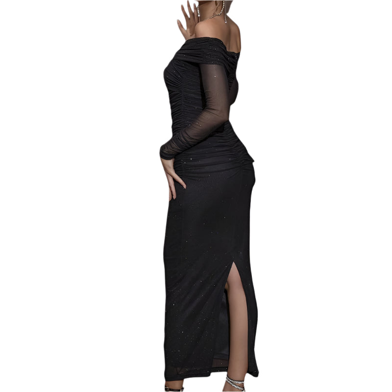Kvinders Off-Shoulder Kjole med Lange Ærmer 0
