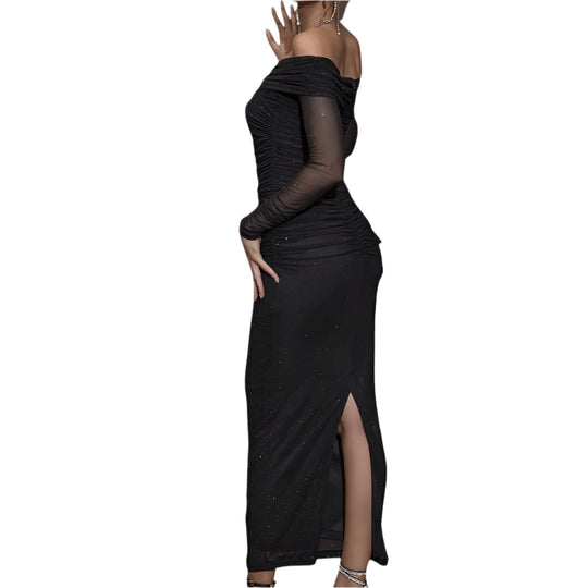 Kvinders Off-Shoulder Kjole med Lange Ærmer 0