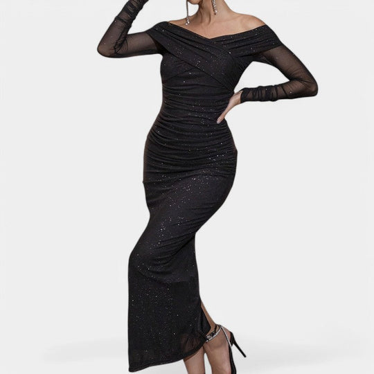 Kvinders Off-Shoulder Kjole med Lange Ærmer 1