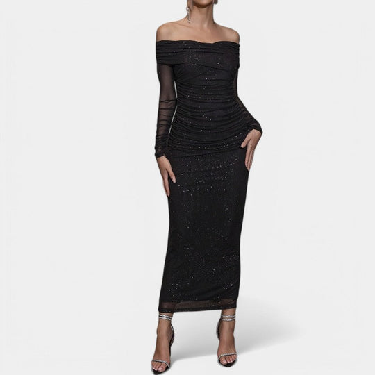 Kvinders Off-Shoulder Kjole med Lange Ærmer 3
