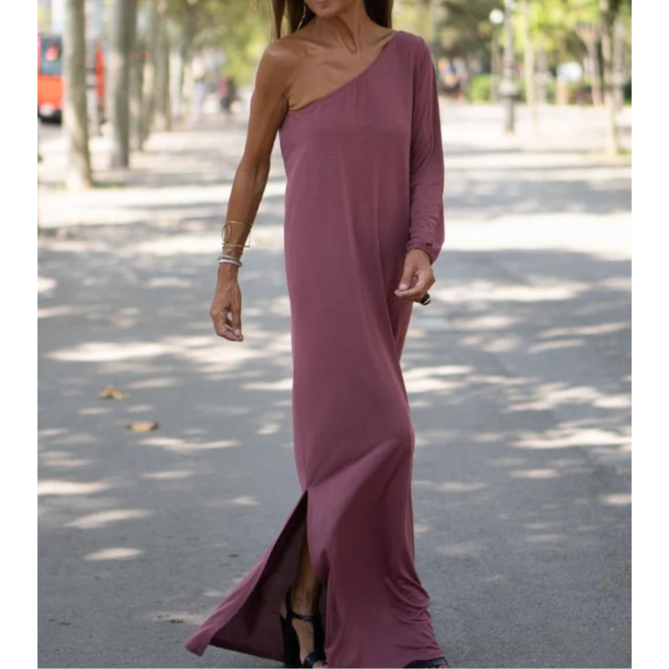 Kvinders One-Shoulder Kjole Asymmetrisk Design 2