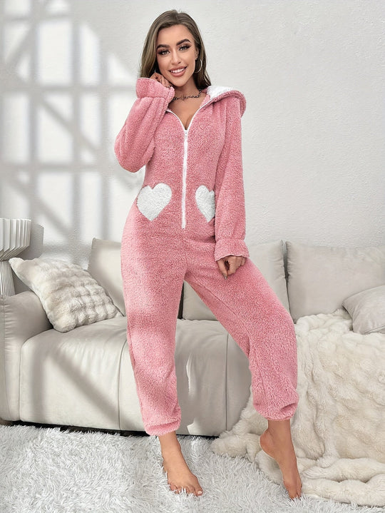 Kvinders Onesie Med Hætte Og Kaninører Komfortabel Langærmet Design 4