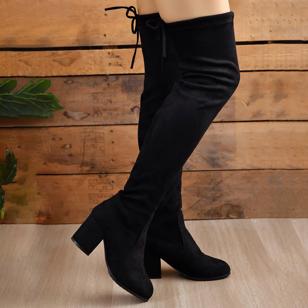 Kvinders Over-the-Knee Støvler Suede Blokhæle 1