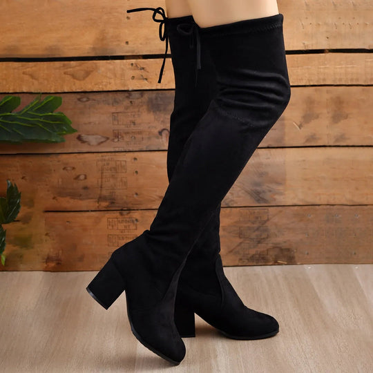 Kvinders Over-the-Knee Støvler Suede Blokhæle 1