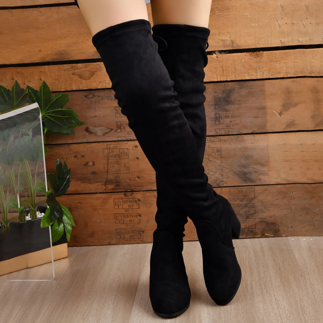 Kvinders Over-the-Knee Støvler Suede Blokhæle 3
