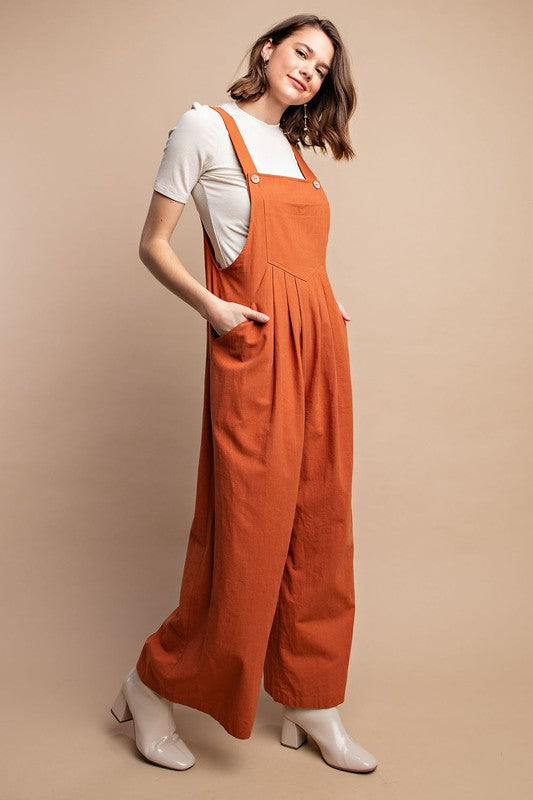 Kvinders Overalls med Pintuck Detalje og Lommer i Rust 2