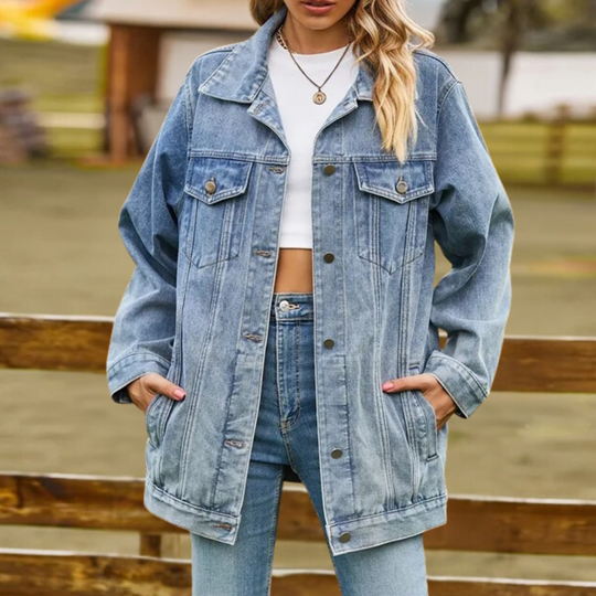 Kvinders Oversize Retrojakke med Klassisk Design 1