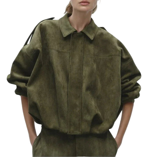 Kvinders Oversized Bomberjakke Med Lynlås 0