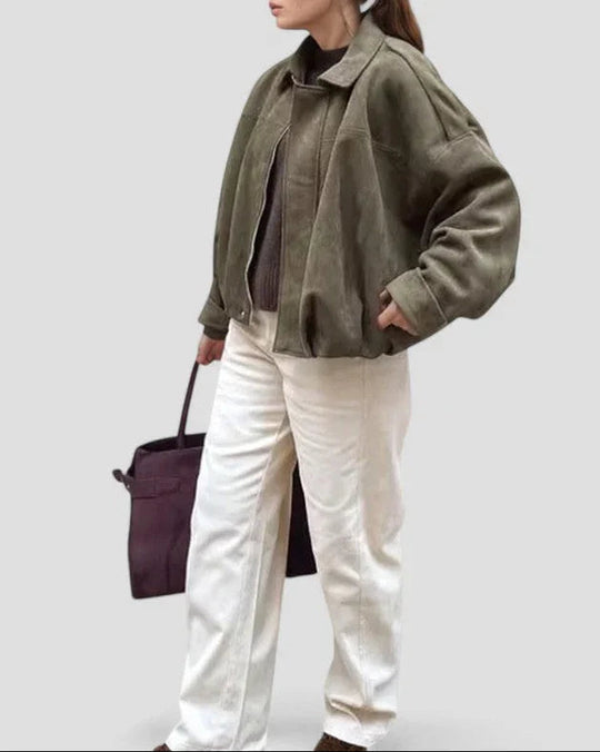 Kvinders Oversized Bomberjakke Med Lynlås 6