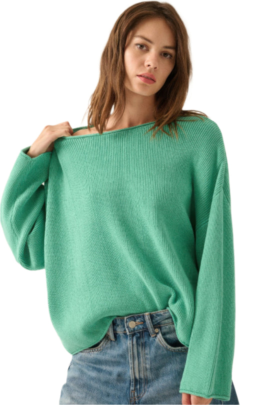 Kvinders Oversized Sweater Bådudskæring Blød Bomuldsblanding 0