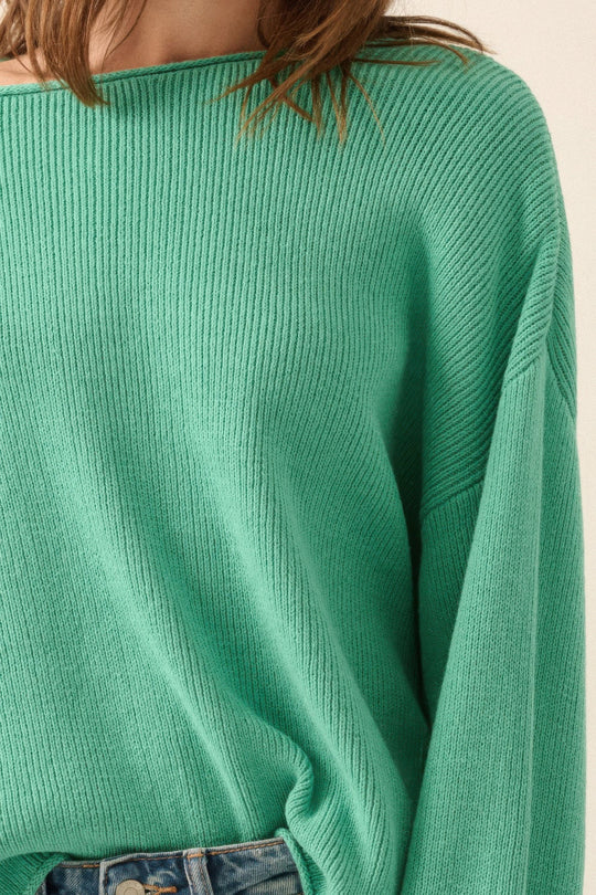 Kvinders Oversized Sweater Bådudskæring Blød Bomuldsblanding 4