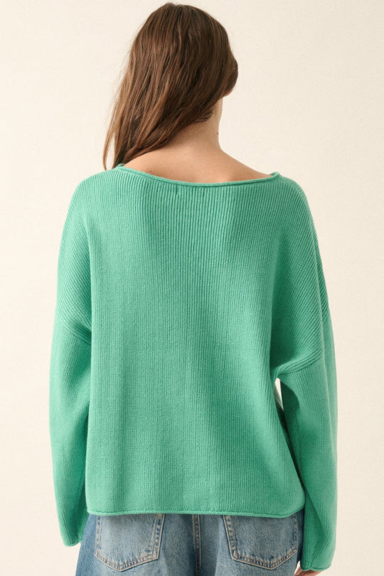 Kvinders Oversized Sweater Bådudskæring Blød Bomuldsblanding 5