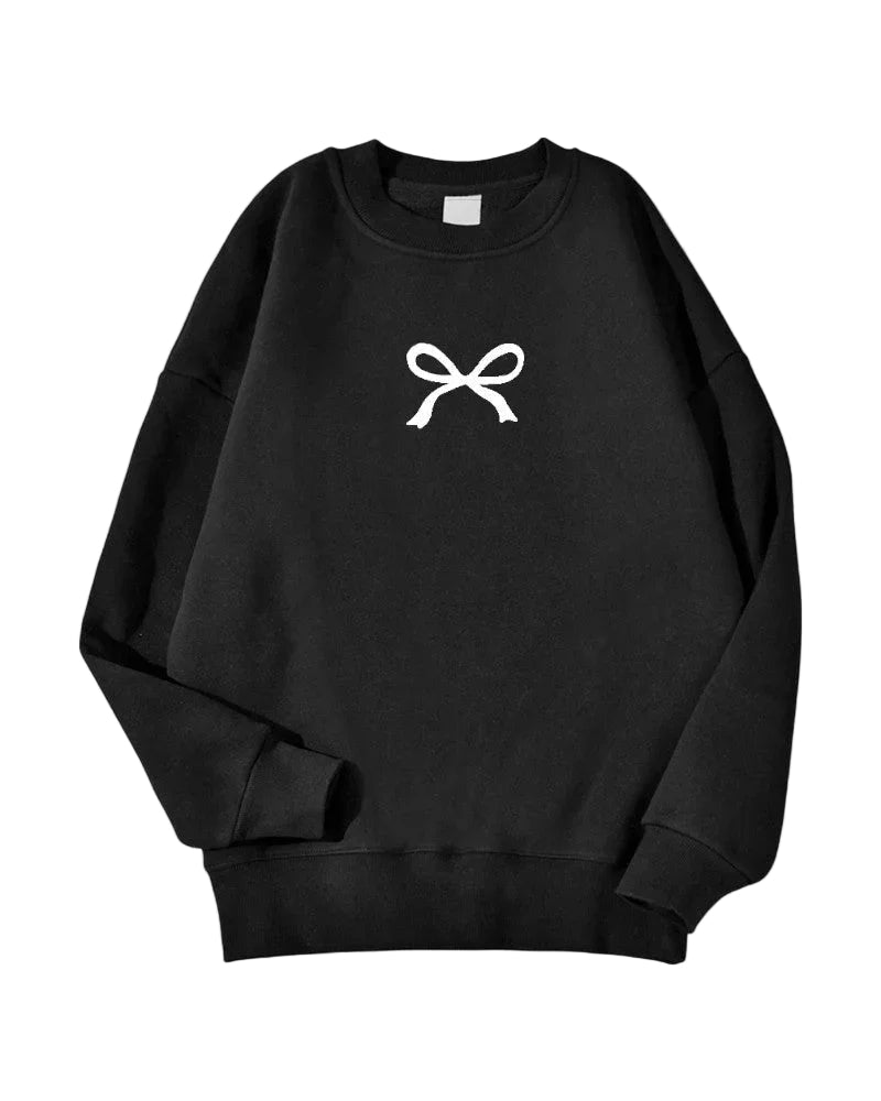 Kvinders Oversized Sweatshirt med Sløjfeprint 0