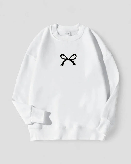 Kvinders Oversized Sweatshirt med Sløjfeprint 6