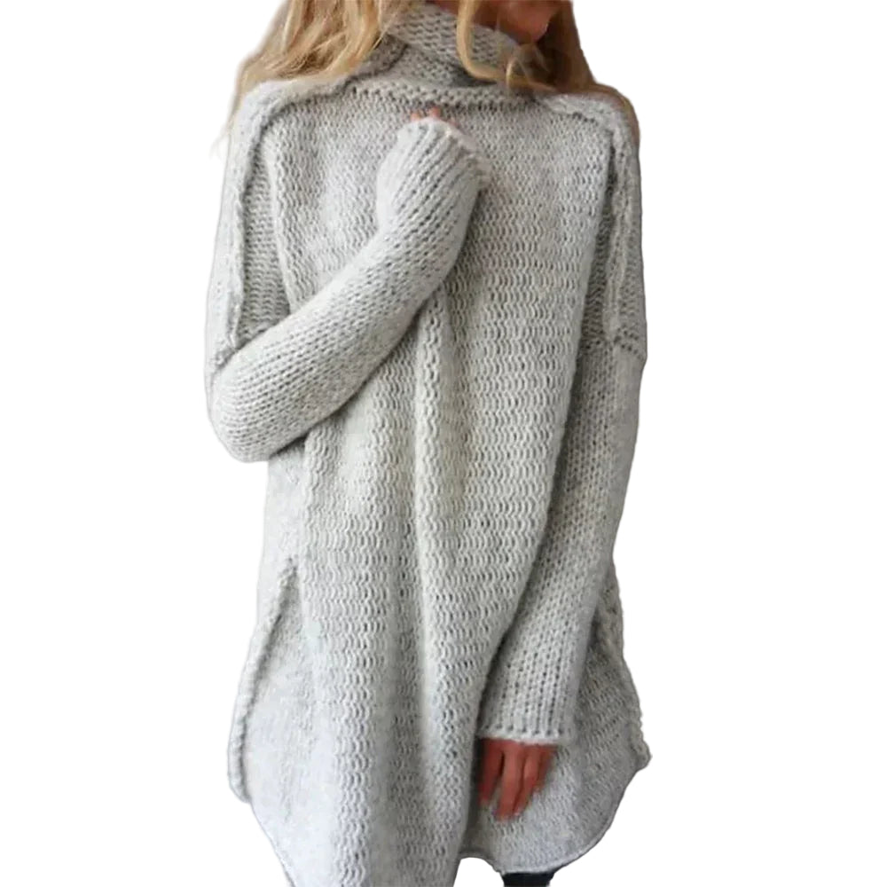 Kvinders Oversized Turtleneck Sweater Chunky Strik 0