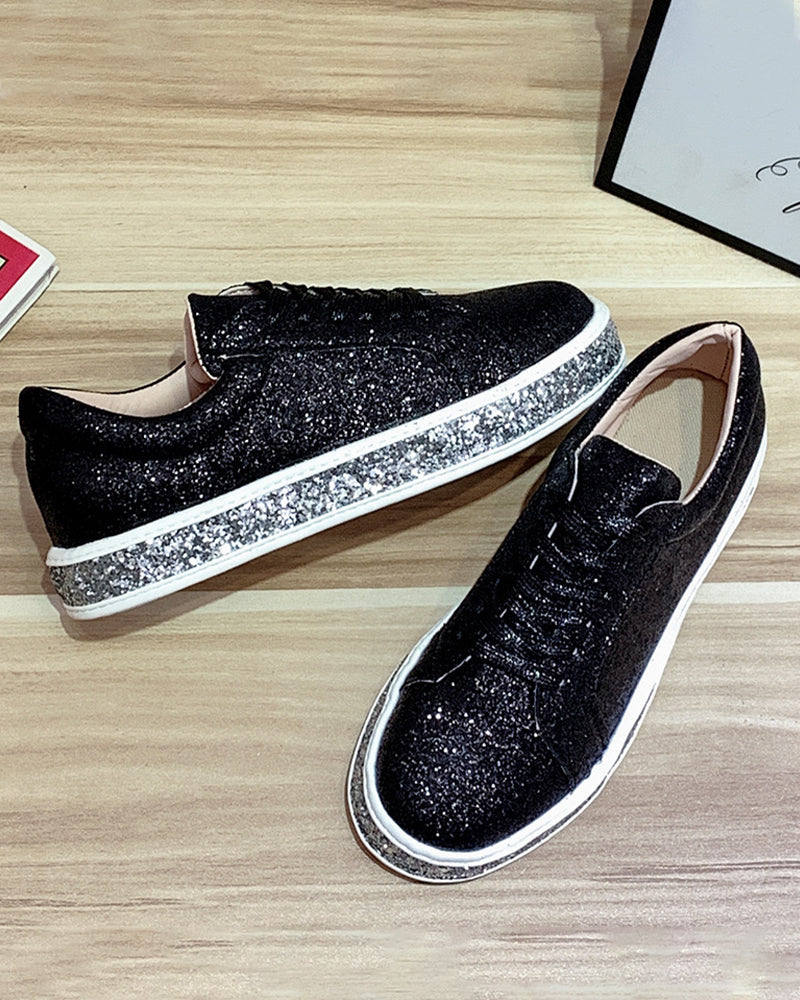 Kvinders Platform Sneakers Glitter Casual Stylish 2