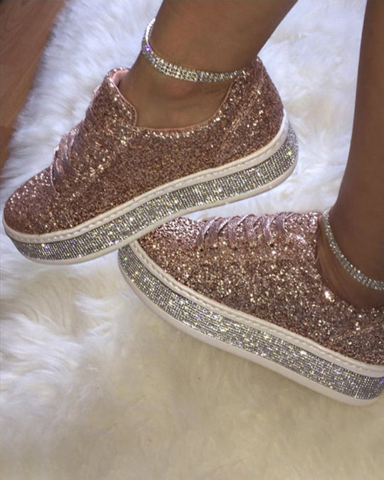 Kvinders Platform Sneakers Glitter Casual Stylish 3