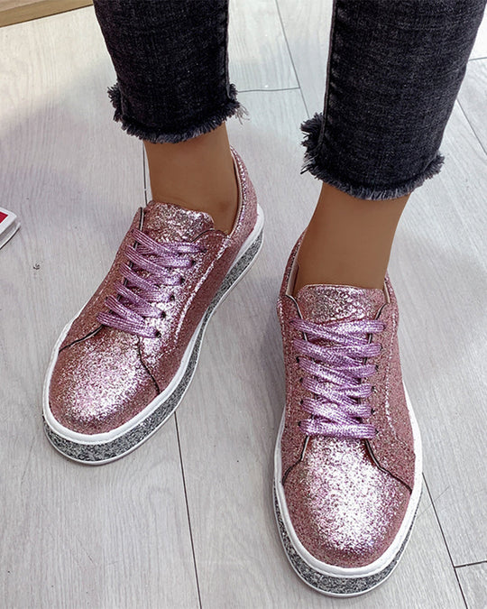 Kvinders Platform Sneakers Glitter Casual Stylish 4