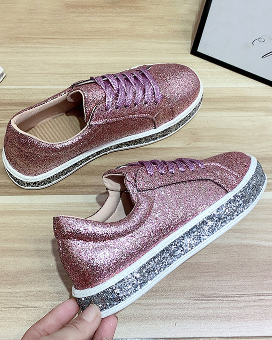 Kvinders Platform Sneakers Glitter Casual Stylish 5