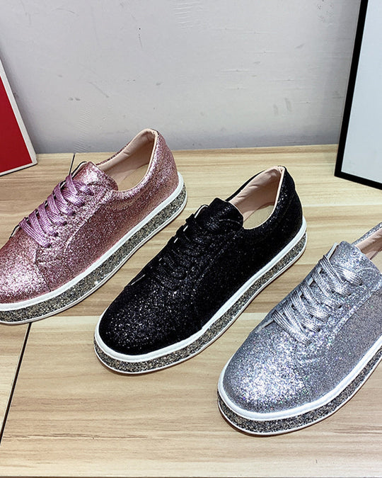 Kvinders Platform Sneakers Glitter Casual Stylish 8