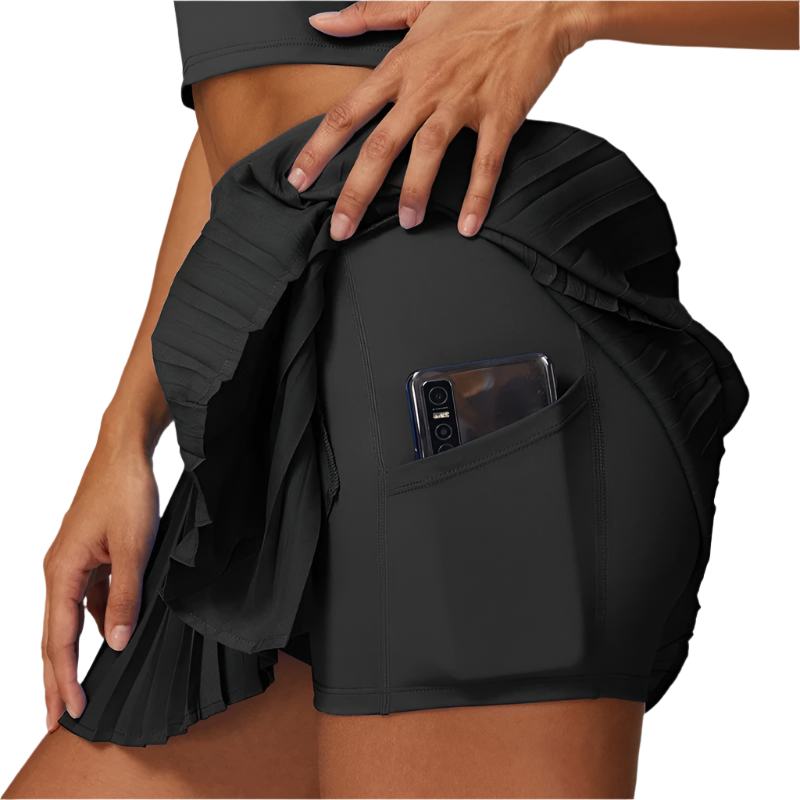 Kvinders Plisseret Flow Skirt med Indbyggede Shorts 0