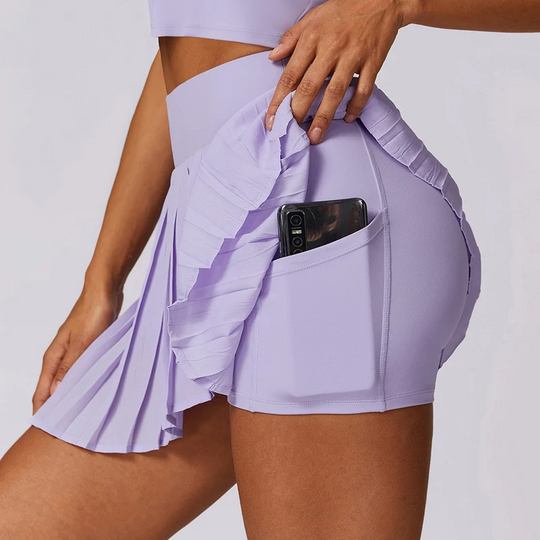 Kvinders Plisseret Flow Skirt med Indbyggede Shorts 4