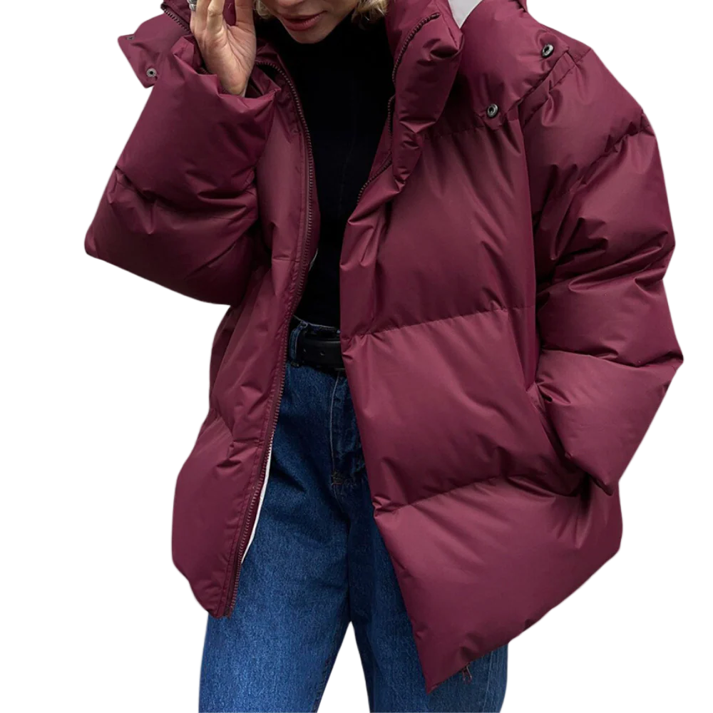 Kvinders Pufferjakke - Oversized Pasform - Quilltet Hætte - Vandafvisende 0