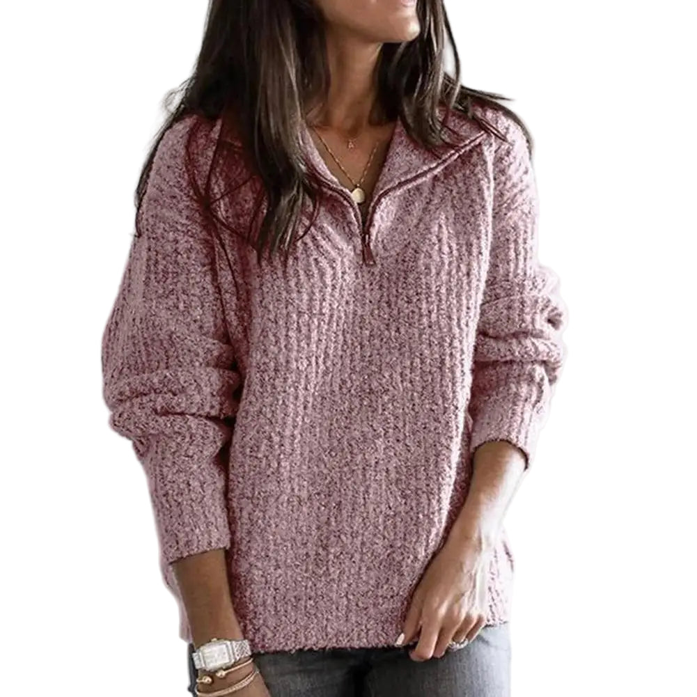 Kvinders Pullover Halv-Reißverschluss Afslappet Blød Stof 0