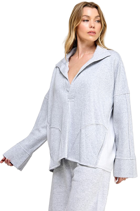 Kvinders Pullover V-Hals Dolman Ærme Blødt Materiale 0