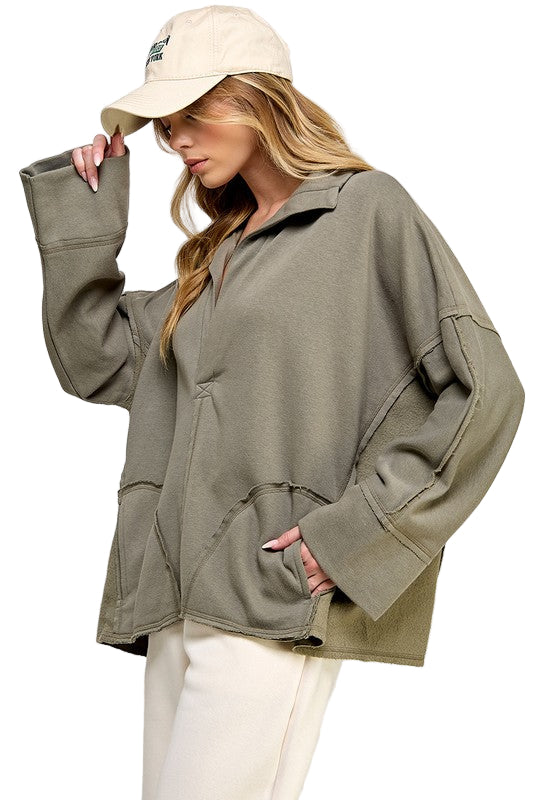 Kvinders Pullover V-Hals Dolman Ærme Blødt Stof 0