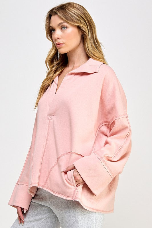 Kvinders Pullover V-Hals Dolman Ærmer Blødt Strikstof 1