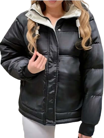 Kvinders Quilted Jakke med Fleece Foring og Hætte 0