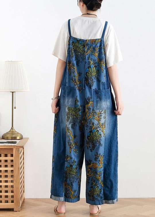 Kvinders Retro Etnisk Stil Denim Overalls 3