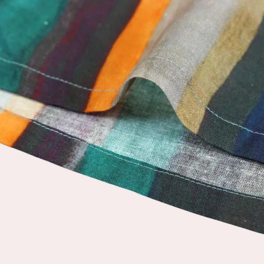 Kvinders Retro Nederdel med Striber og Elastisk Talje 3